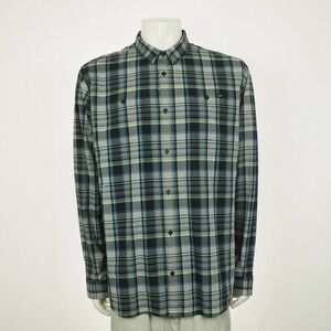 Fox Racing Button Down Shirt Mens 2XL XXL Gray Plaid Fox Head Moto Cotton Blend